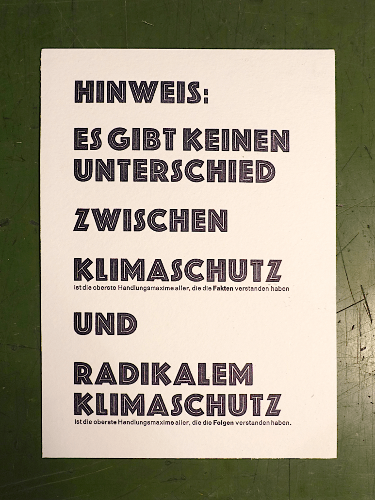 Radikaler Klimahinweis