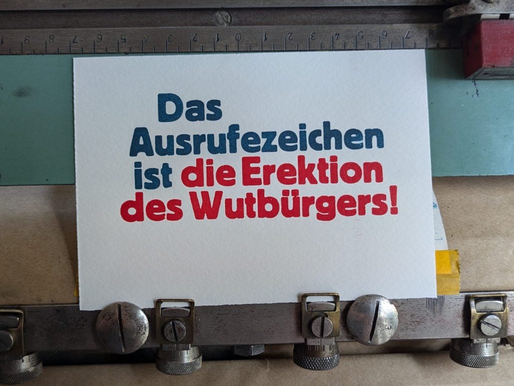 Das Ausrufezeichen ist die Erektion des Wutbürgers.