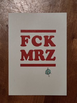 Karte mit dem Aufdruck FCK MRZ