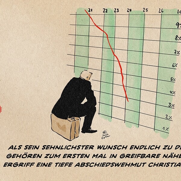 FDP bei 3% – Die Zeiten für den Politikpraktikanten Christian sind hart: Musk ignoriert sein Werben indem er die AfD als Rettung Deutschlands erklärt. Ein TV Duell mit Weidel wird es trotz Bettelns auch nicht geben. Immerhin scheint sein innigster Wunsch endlich zu den 1% zu gehören in greifbarer Nähe