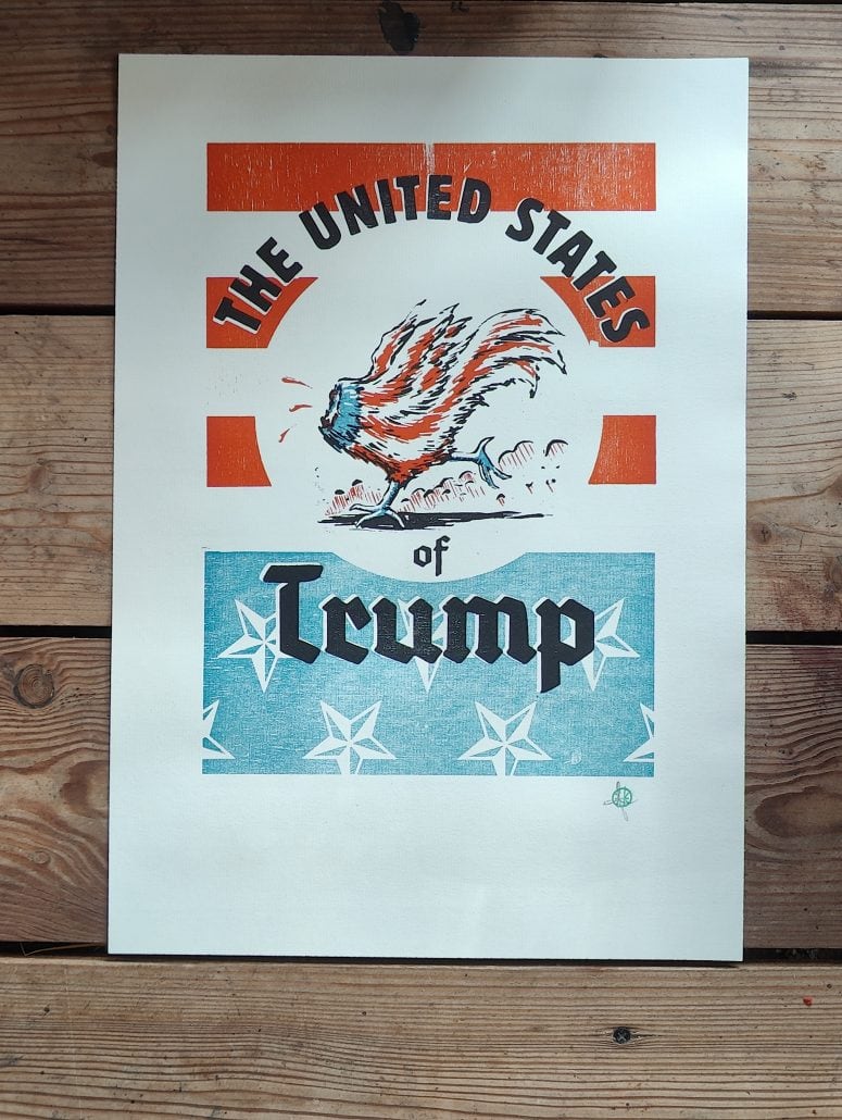 Kunstposter 'The United States of Trump' mit Adler und Sternen.