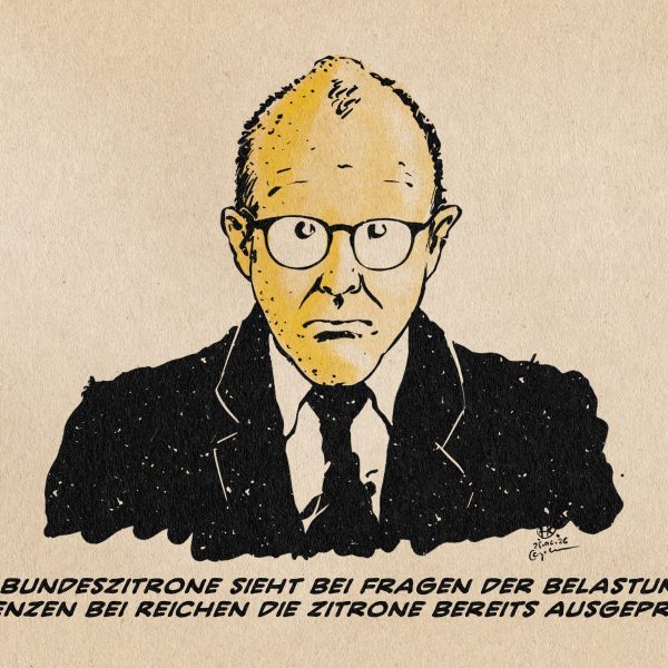 Illustration von Merz als Zitrone